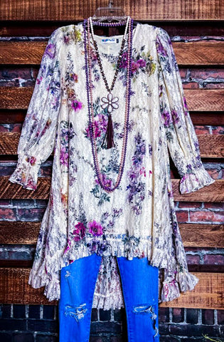 SUNSET CHASER NAVY BLUE BOHO SWING OVERSIZED TUNIC