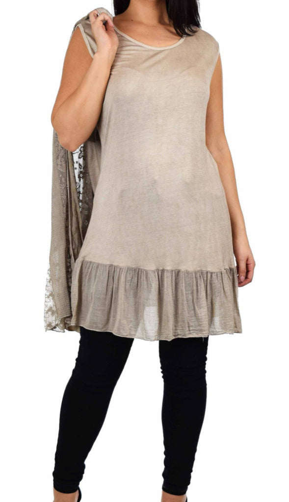 Come Together Lace Ash Taupe Set 2 PCS Tunic & Cardigan