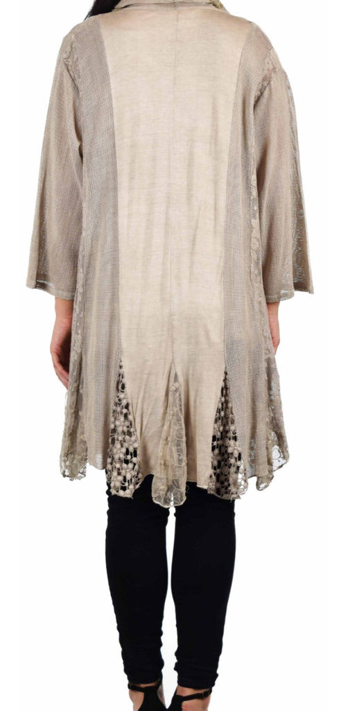 Come Together Lace Ash Taupe Set 2 PCS Tunic & Cardigan