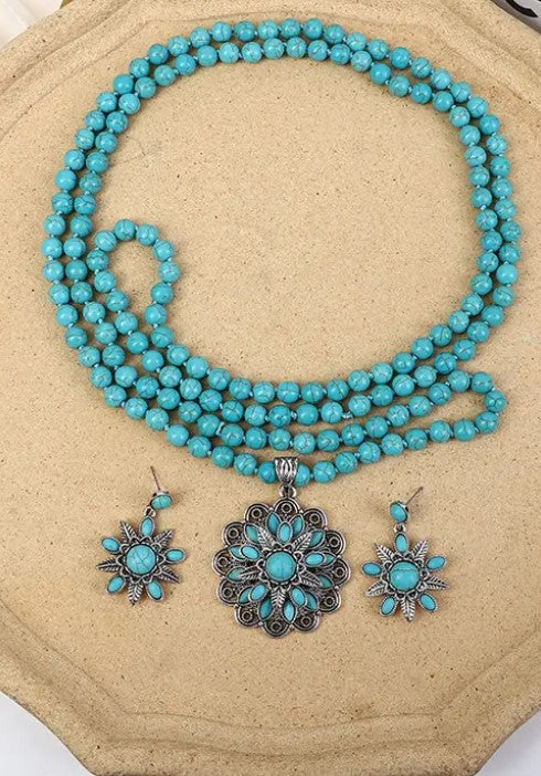 River of Dreams Turquoise Layered Set Necklace  & Earring