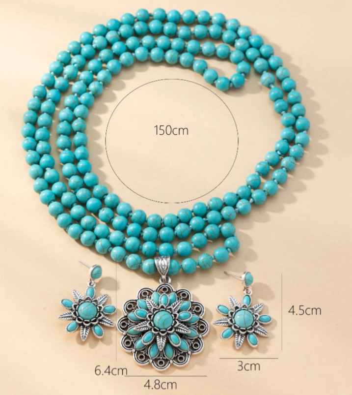 River of Dreams Turquoise Layered Set Necklace  & Earring