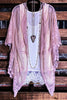 VINTAGE ANGEL EMBROIDERED LACE KIMONO DUSTY VINTAGE PINK