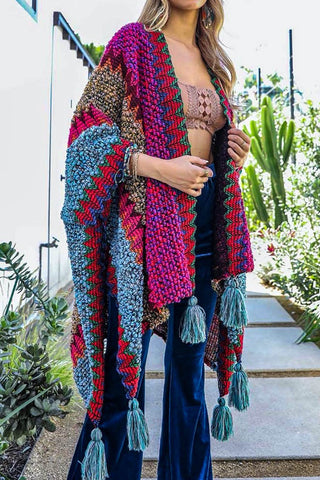 THE SOUL BOHO MAXI KIMONO IN TURQUOISE & MULTI-COLOR