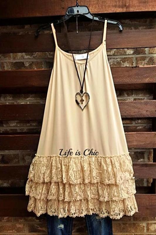 INSPIRED BY YOU LACE LYCRA EXTENDER SLIP DRESS IN BEIGE [product vendor] - Life is Chic Boutique