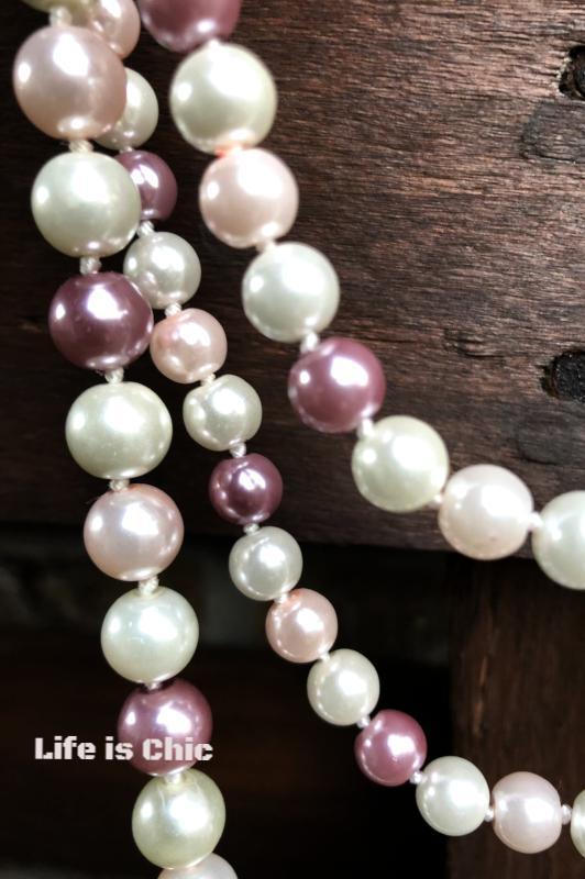 TIMELESS CLASSIC PINK TONES LONG PEARL BEAD NECKLACE