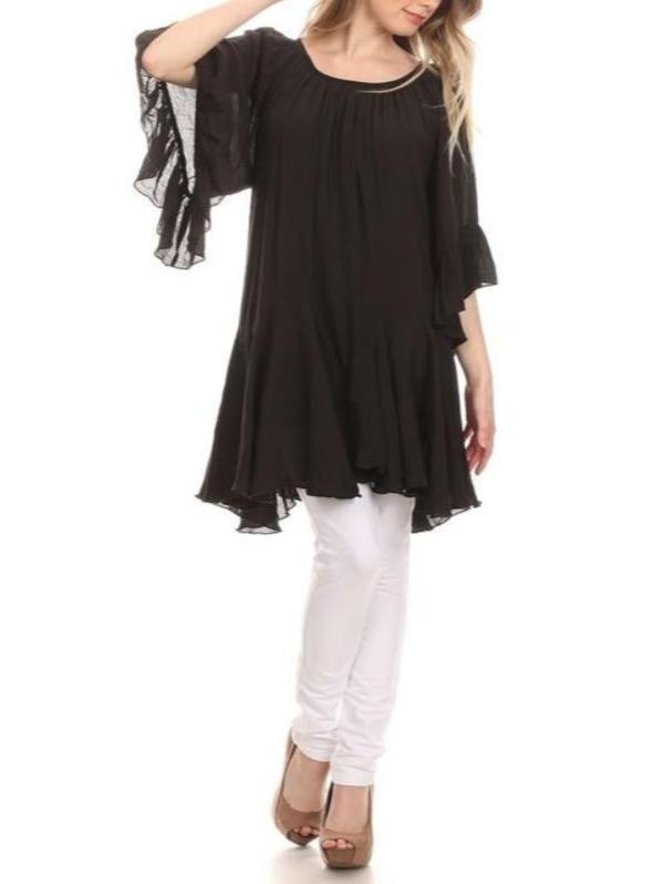 BOHO-GYPSY HIPPIE SWING OVERSIZED TUNIC - BLACK [product vendor] - Life is Chic Boutique