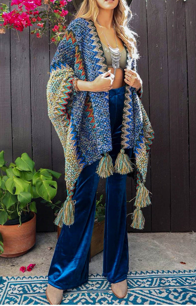 Authentic Beauty Kimono in Blue & Multi-Color