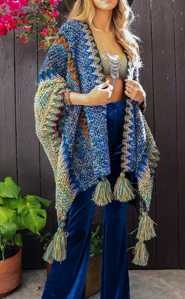 Authentic Beauty Kimono in Blue & Multi-Color