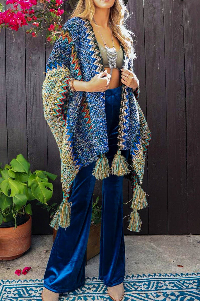 Authentic Beauty Kimono in Blue & Multi-Color