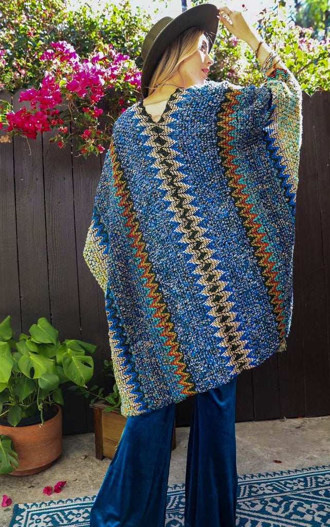 Authentic Beauty Kimono in Blue & Multi-Color