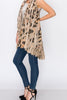 GYPSY BOHO SHABBY OVERSIZED VEST IN LEOPARD & TAUPE