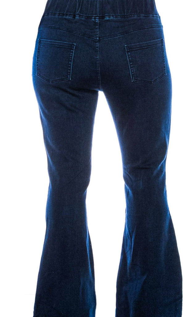 Timeless Retro Flare Distressed Jeggings Dark Denim Plus Women's Pants –  Life is Chic Boutique