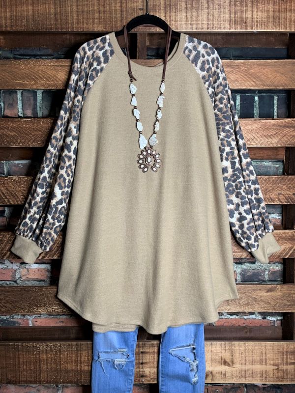 3X - HACCI BRUSH OVERSIZED SWEATER TUNIC IN LEOPARD -----SALE