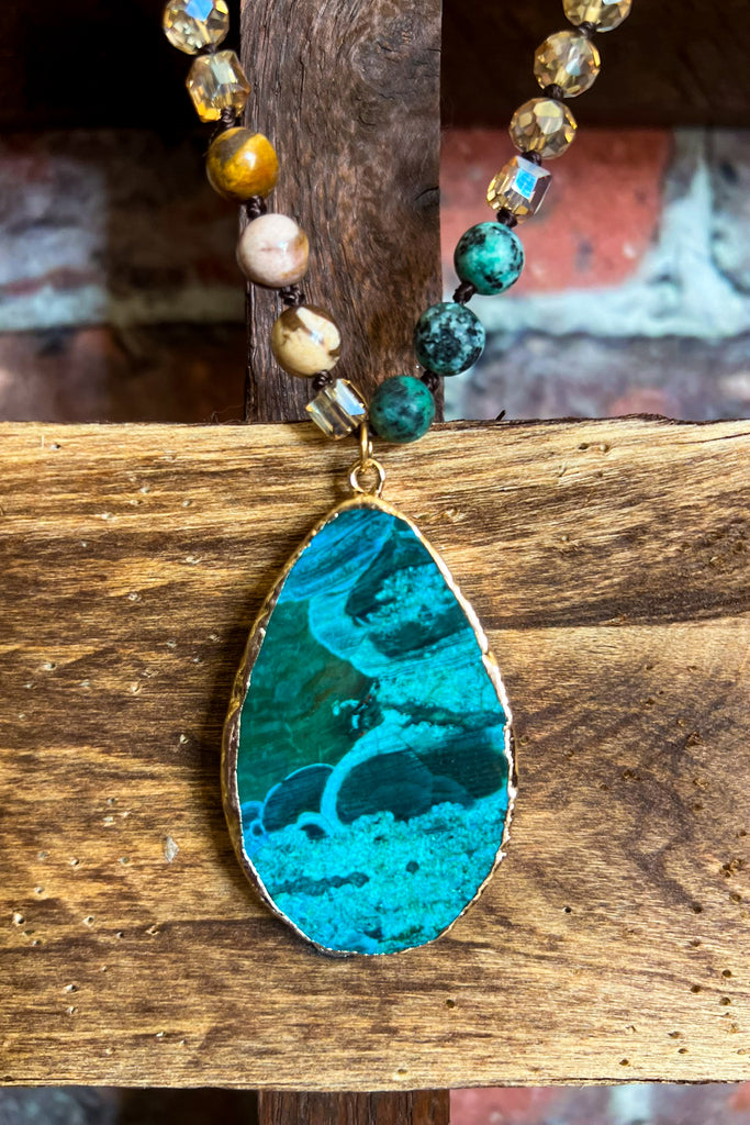 ALOHA SEA DROP NATURAL STONE NECKLACE JADE