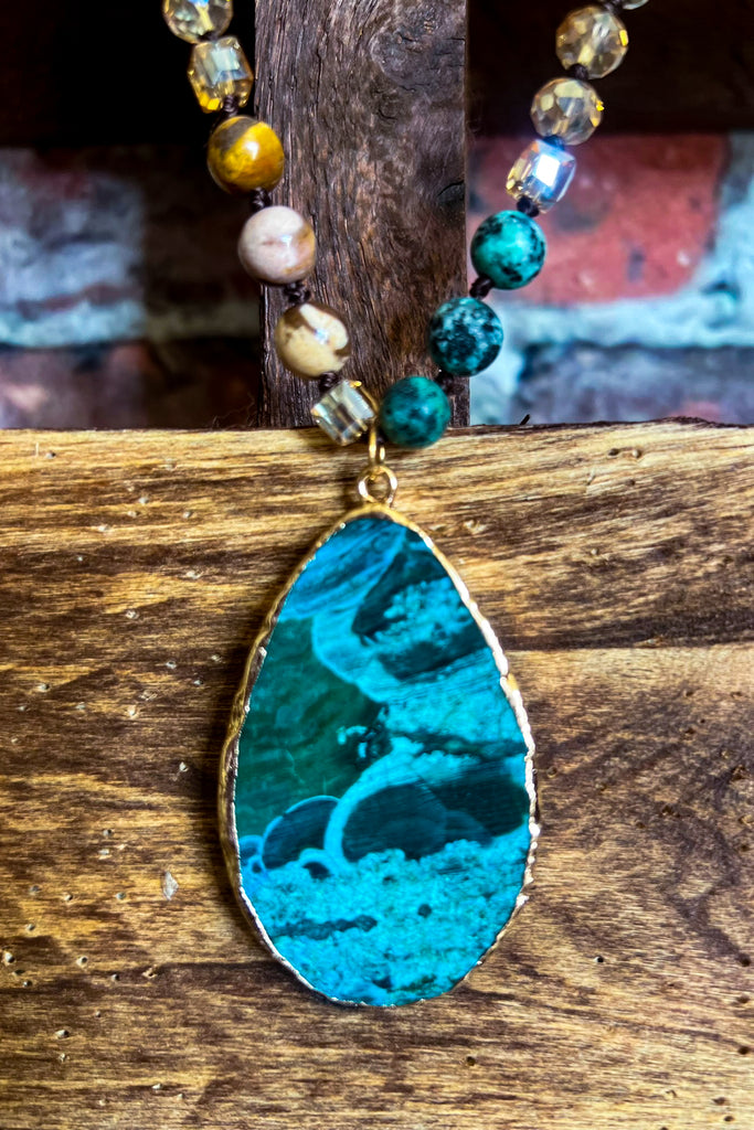 ALOHA SEA DROP NATURAL STONE NECKLACE JADE