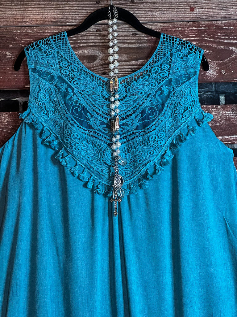 Best Of You Blue Shell Lace Dress-------sale