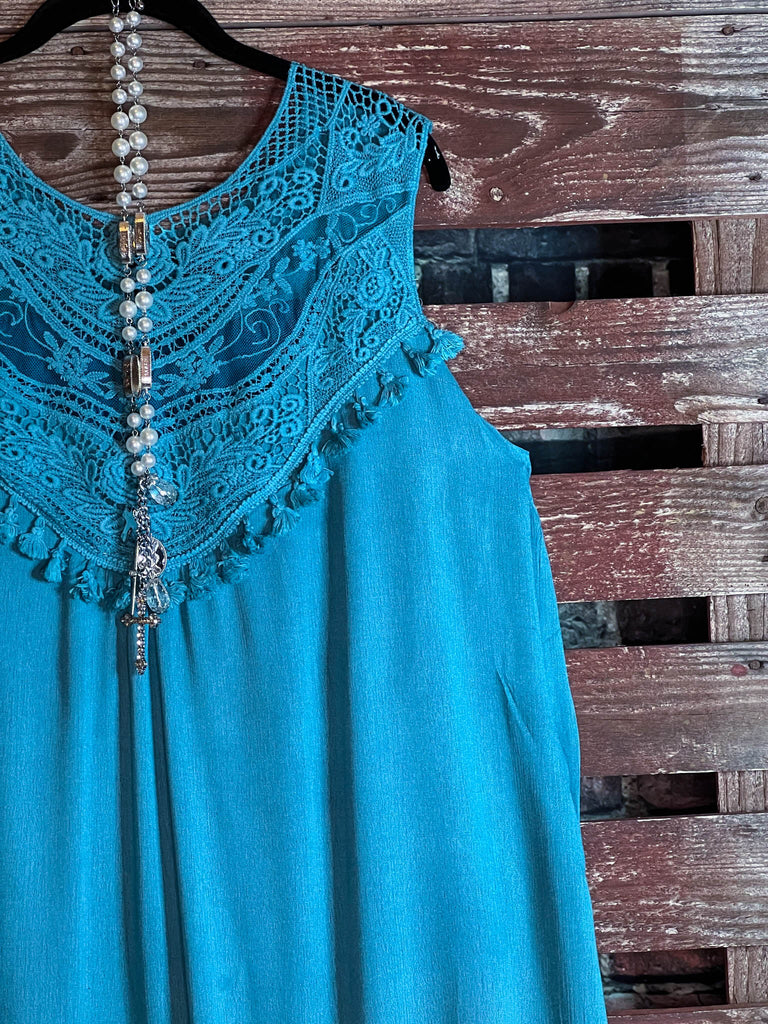 Best Of You Blue Shell Lace Dress-------sale