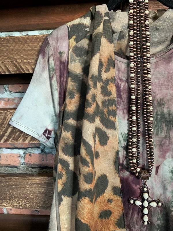 GYPSY BOHO SHABBY OVERSIZED VEST IN LEOPARD & TAUPE