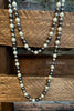 TIMELESS CLASSIC GRAY TONES LONG NECKLACE LAYERED PEARL