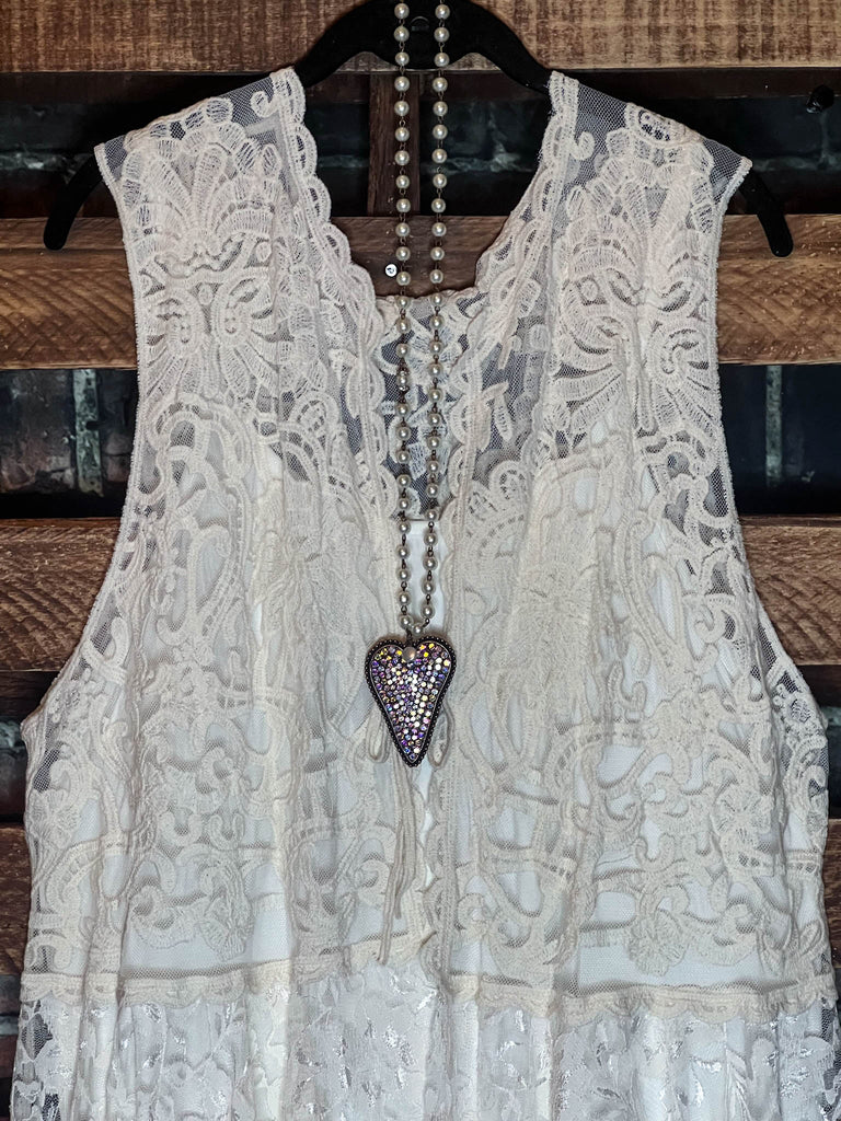 AIR OF ROMANCE VINTAGE INSPIRED LACE DUSTER VEST IN IVORY