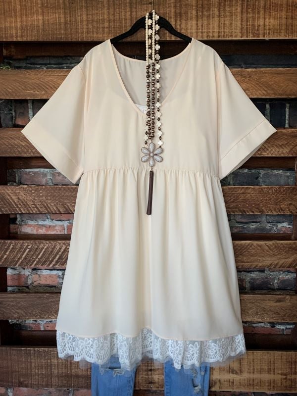 1X - 3X Easy To Love  Comfy Casual Tunic in Cream------sale