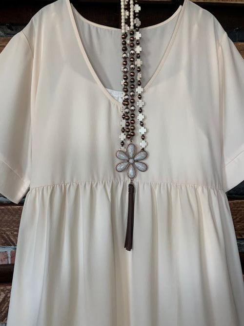 1X - 3X Easy To Love  Comfy Casual Tunic in Cream------sale