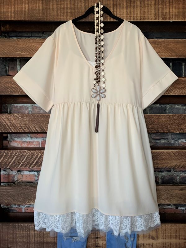 1X - 3X Easy To Love  Comfy Casual Tunic in Cream------sale