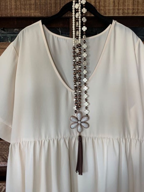 1X - 3X Easy To Love  Comfy Casual Tunic in Cream------sale