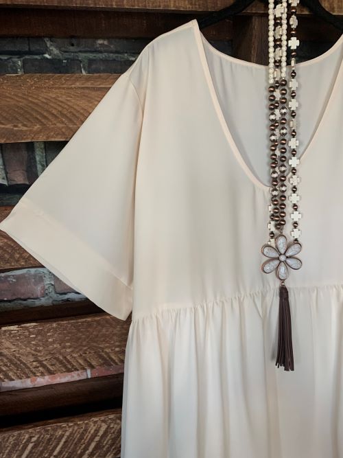 1X - 3X Easy To Love  Comfy Casual Tunic in Cream------sale