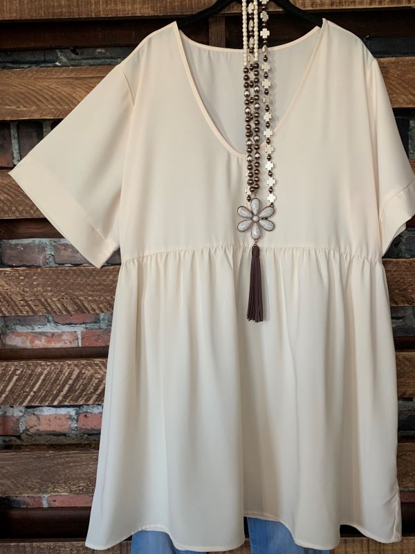 1X - 3X Easy To Love  Comfy Casual Tunic in Cream------sale