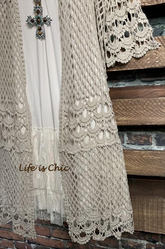 BOHEMIAN HEART CROCHET DUSTER CARDIGAN IN BEIGE