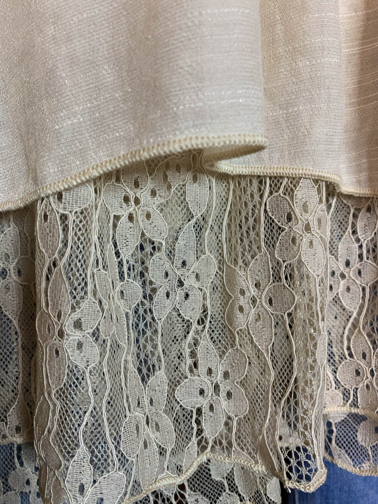 FOREVER ROMANCE BEIGE LACE BLOUSE