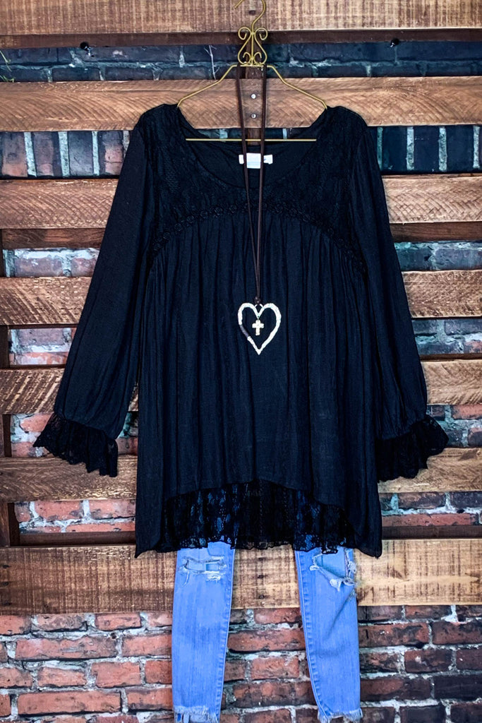 FOREVER ROMANCE BLACK LACE BLOUSE