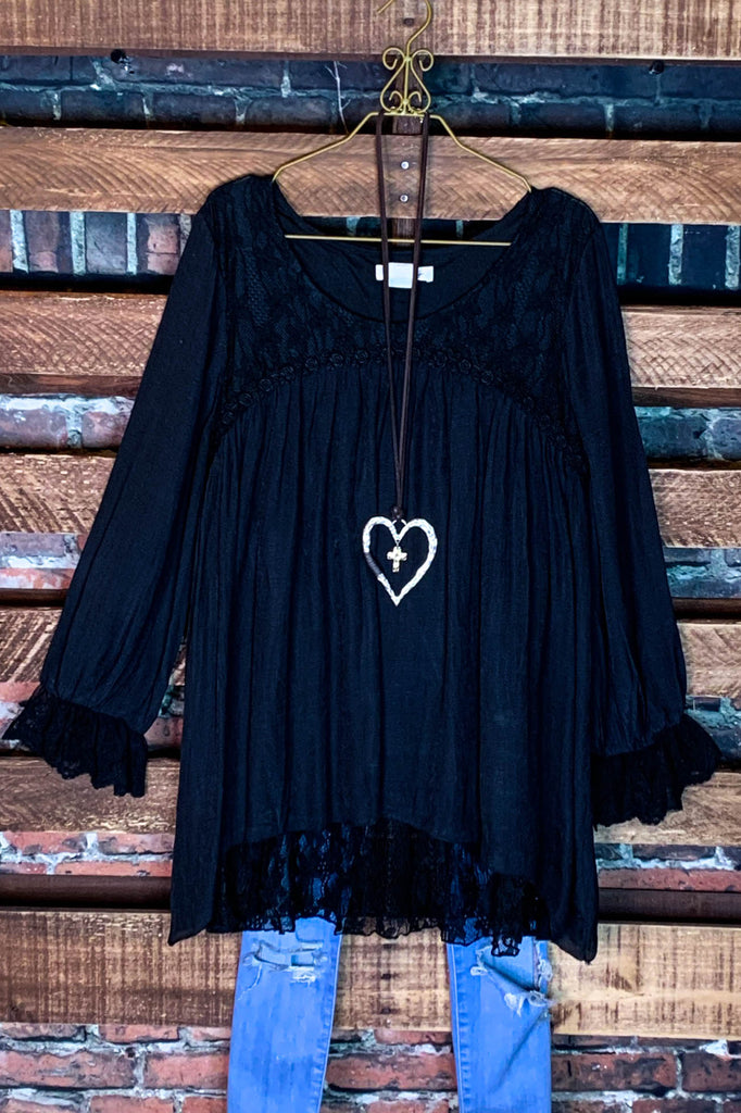 FOREVER ROMANCE BLACK LACE BLOUSE