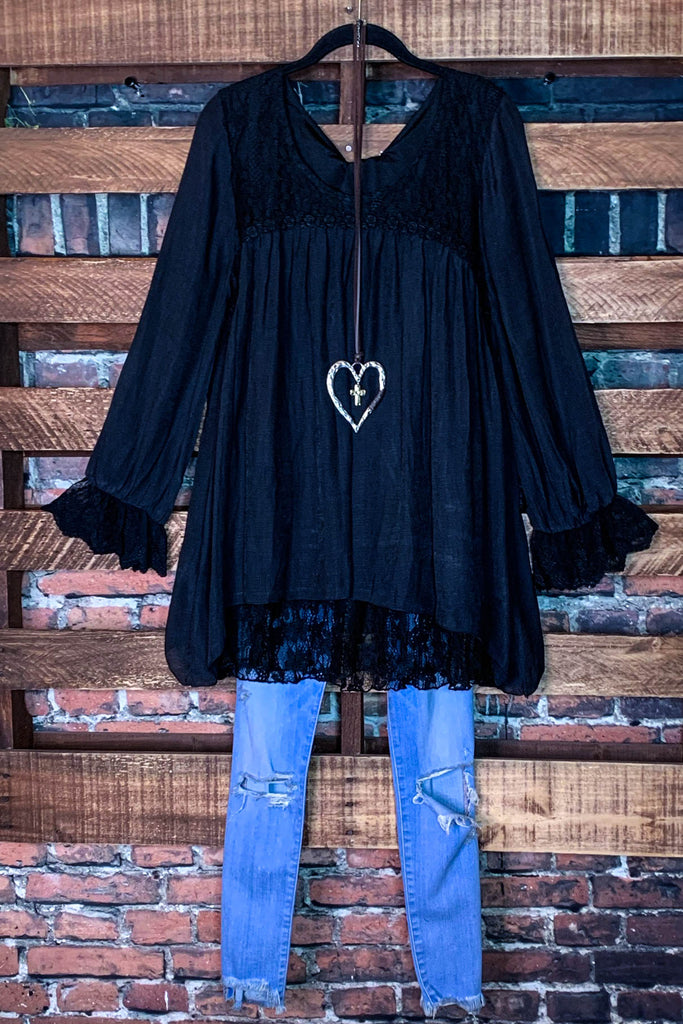 FOREVER ROMANCE BLACK LACE BLOUSE