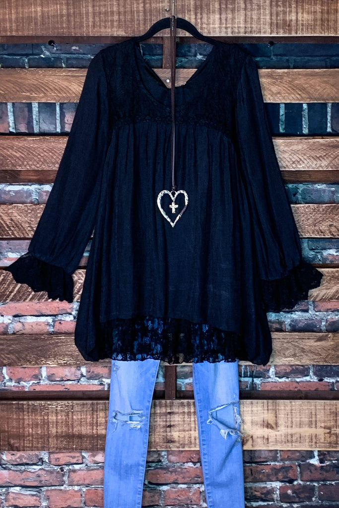 FOREVER ROMANCE BLACK LACE BLOUSE