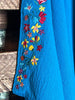 PRETTY PERFECTION EMBROIDERED OVERSIZED TUNIC PONCHO IN ATLANTIC BLUE