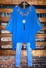 PRETTY PERFECTION EMBROIDERED OVERSIZED TUNIC PONCHO IN ATLANTIC BLUE