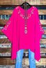 PRETTY PERFECTION FUCHSIA EMBROIDERED OVERSIZED TUNIC