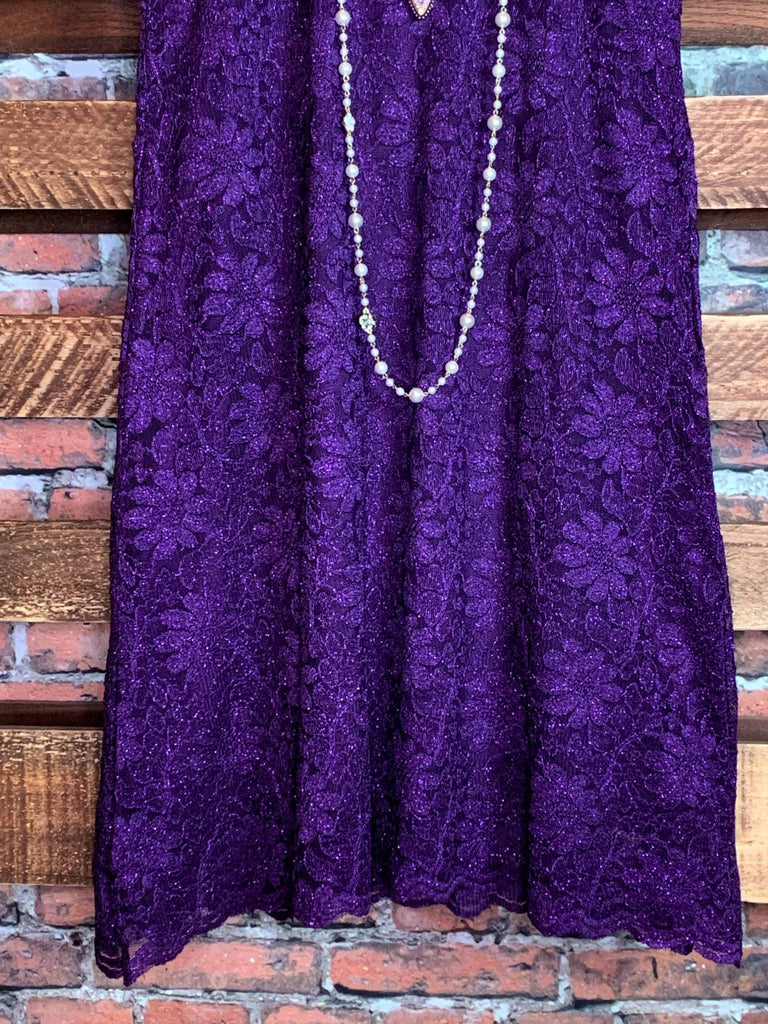 LOVELY DAY PURPLE LACE SPARKLE DRESS  6 - 14------------SALE