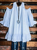 Comfortable Charm Cotton Off-Shoulder Top in Light Blue