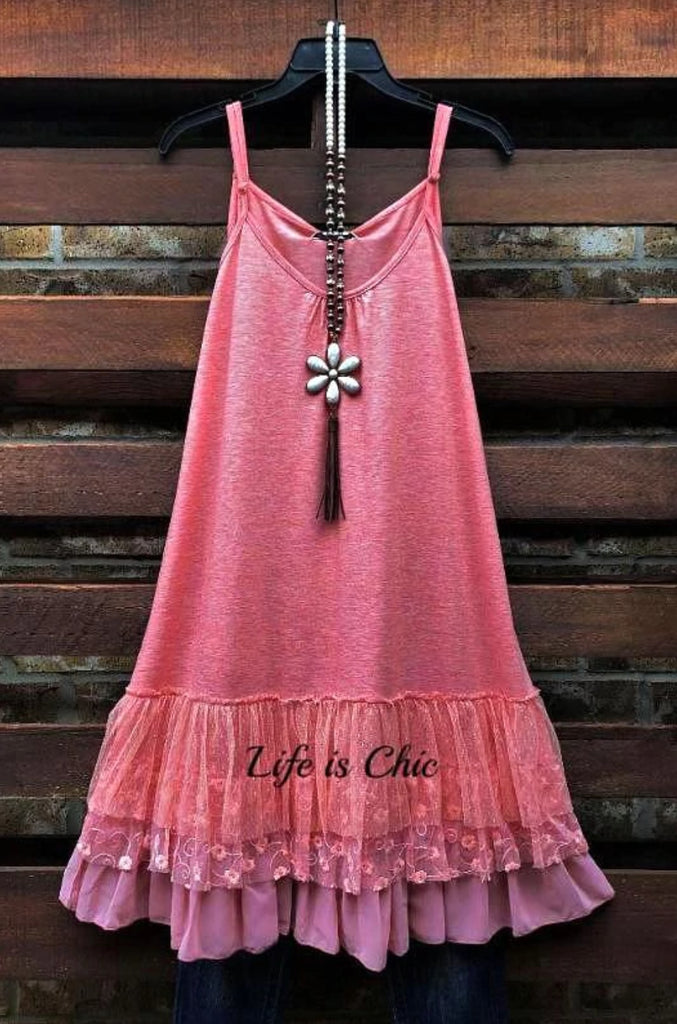 I'M ETERNALLY YOURS LACE PEACH EMBROIDERED SLIP DRESS EXTENDER