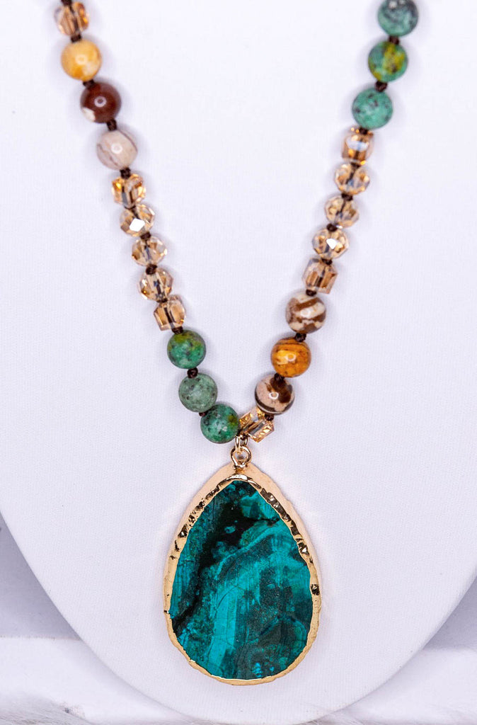 ALOHA SEA DROP NATURAL STONE NECKLACE JADE