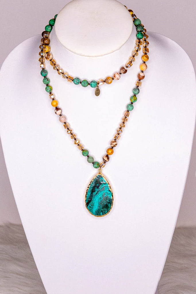 ALOHA SEA DROP NATURAL STONE NECKLACE JADE