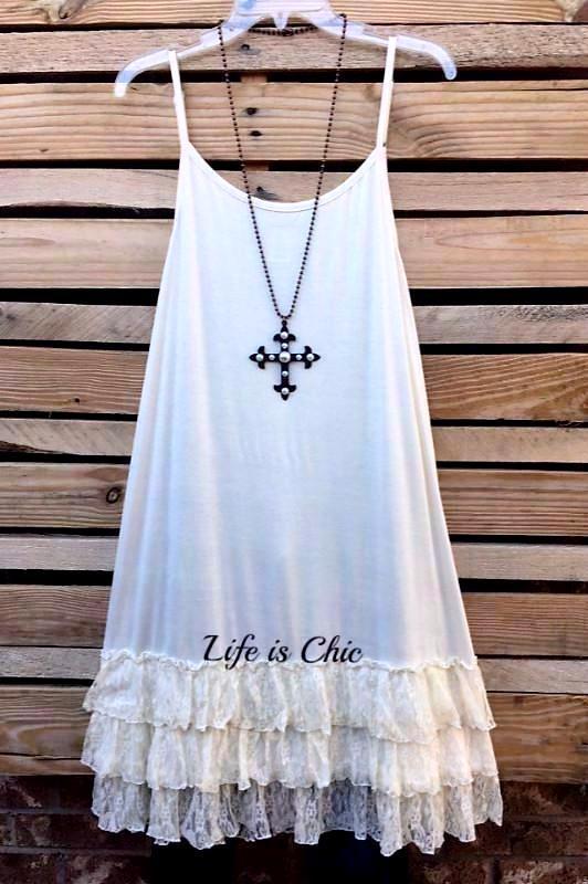 Only In My Heart Beige Lace Camisole Slip Dress Extender